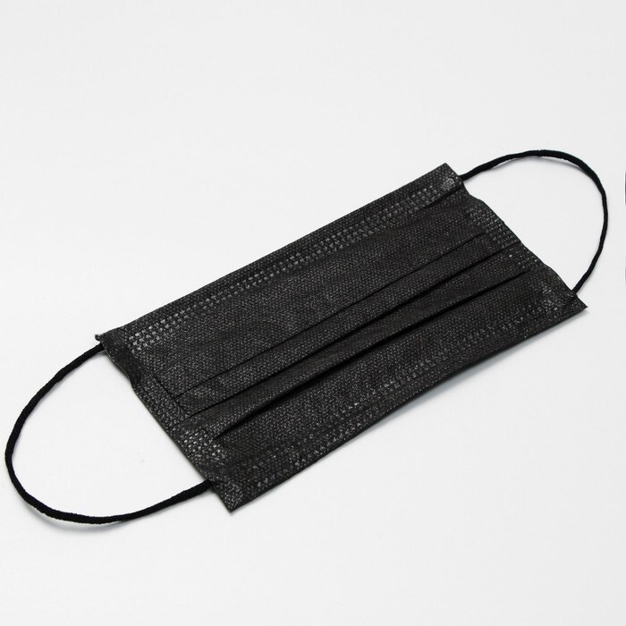 Маски гигиенические трехслойные черные 50шт 01147