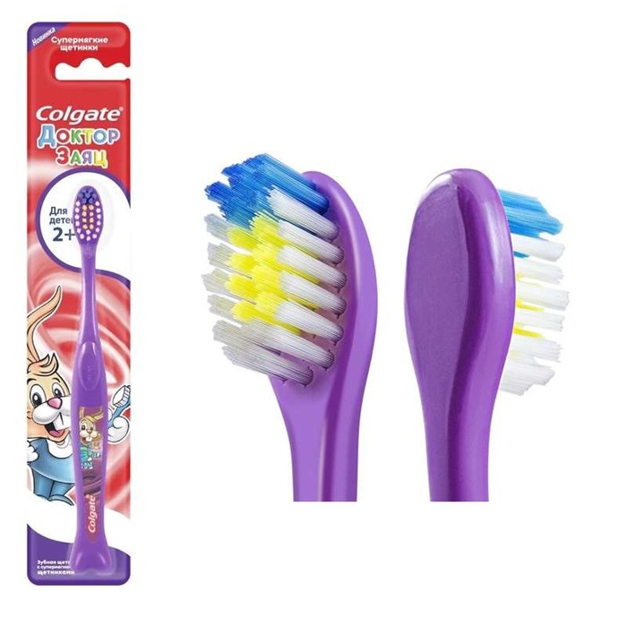 Зубная щетка детская Colgate Доктор Заяц супермягкая, 2+ 4040 - фото 9167