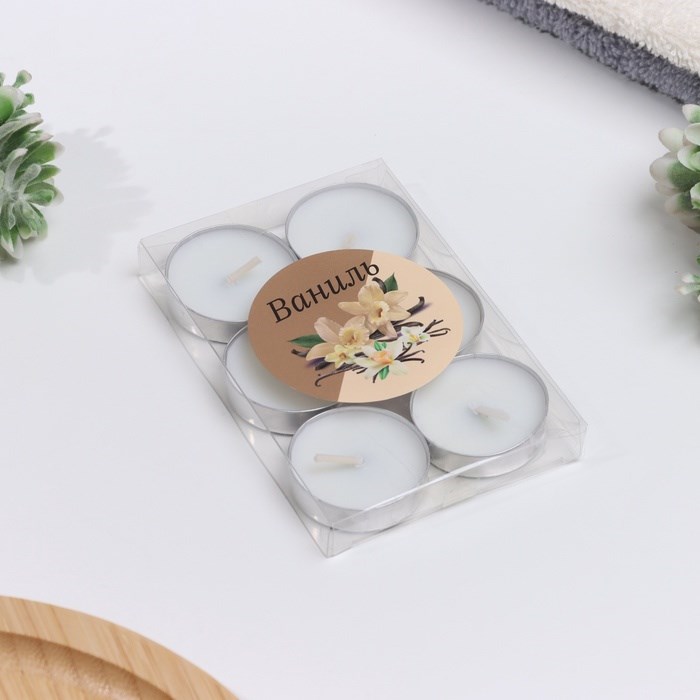 Набор свечей чайных ароматических, ваниль, 6шт 4291