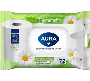 Влажная туалетная бумага Aura, 72шт 4405